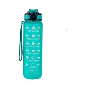 NWT 32 OZ motivational water bottle with straw time marker BPA & toxins free.